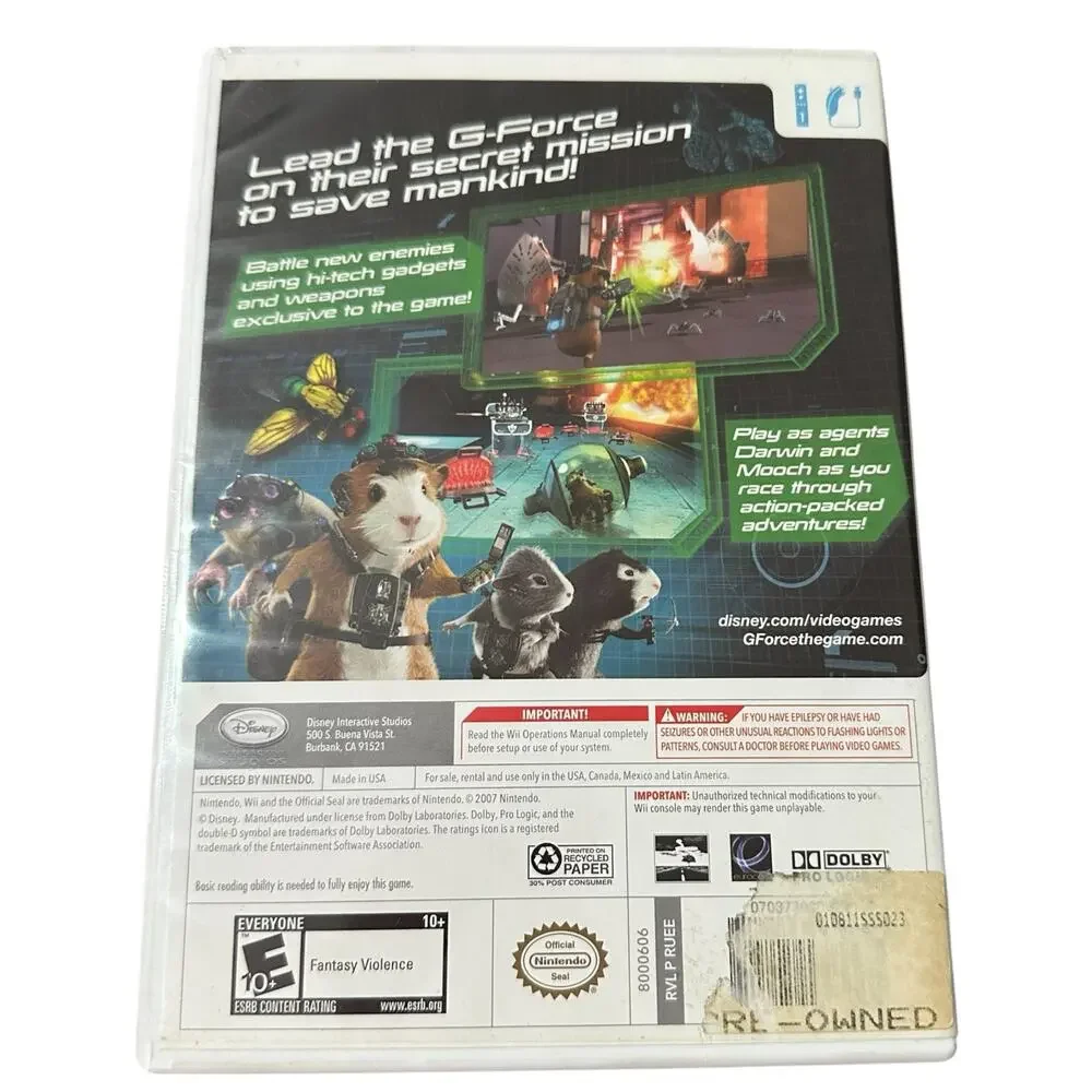 G-Force - Nintendo Wii Video Game Untested Gaming Gamer Disney Retro